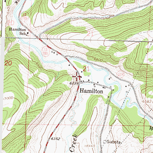 Topographic Map of Hamilton Post Office, CO
