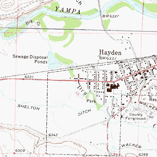 Topographic Map of Hayden Post Office, CO