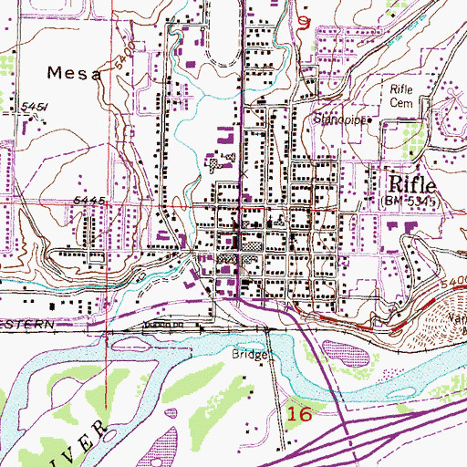 Topographic Map of Rifle Post Office, CO