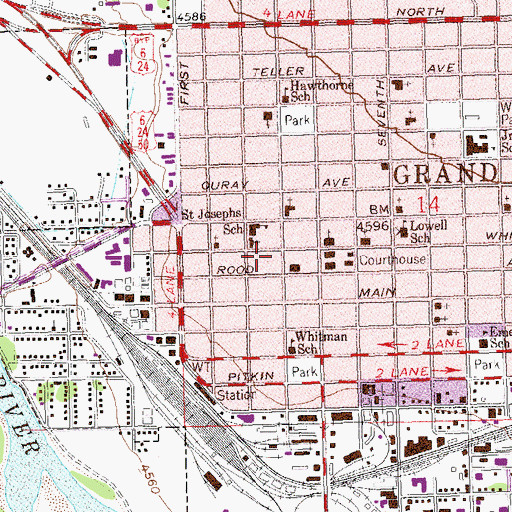 Topographic Map of Grand Junction Post Office, CO