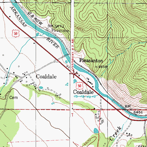Topographic Map of Coaldale Post Office, CO
