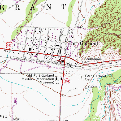 Topographic Map of Fort Garland Post Office, CO