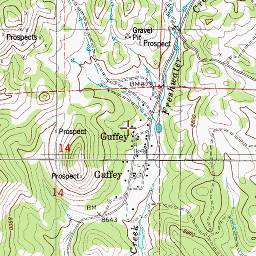 Topographic Map of Guffey Post Office, CO