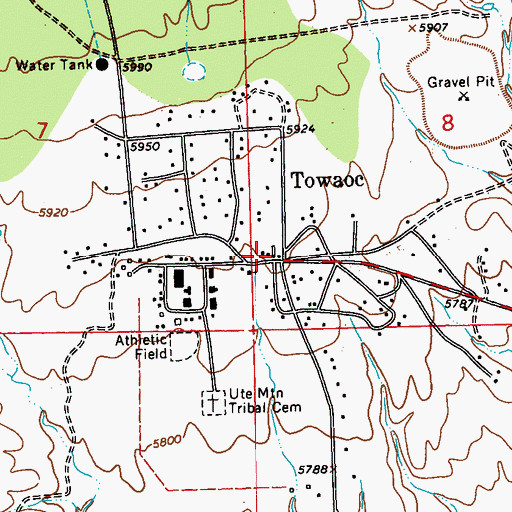 Topographic Map of Towaoc Post Office, CO