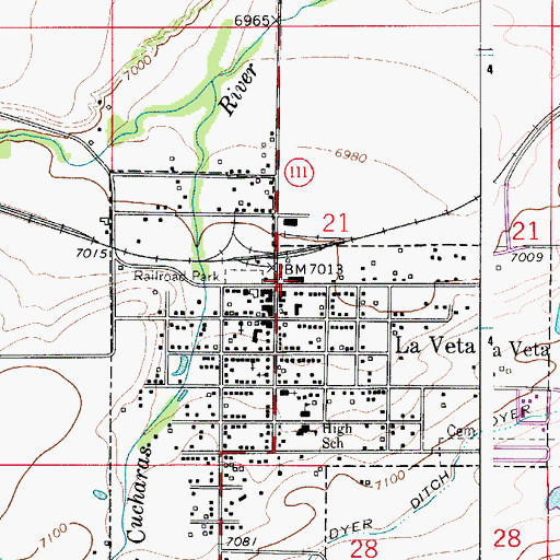 Topographic Map of La Veta Post Office, CO