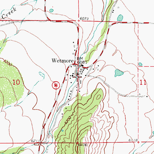Topographic Map of Wetmore Post Office, CO