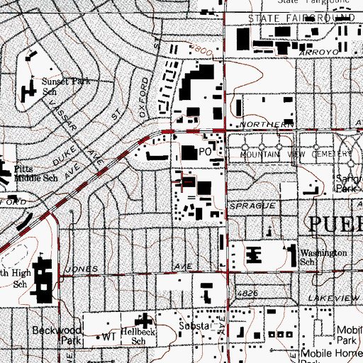 Topographic Map of Sunset Post Office, CO