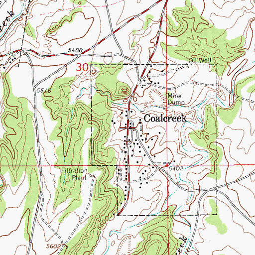 Topographic Map of Coal Creek Post Office, CO