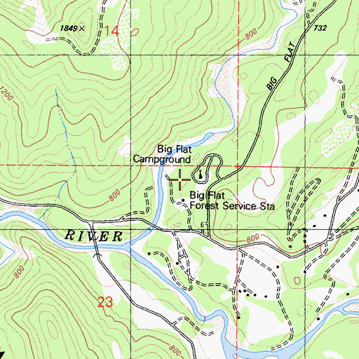 Topographic Map of Big Flat Campground, CA