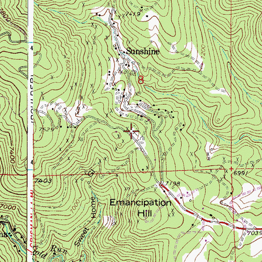 Topographic Map of Sunshine Cemetery, CO
