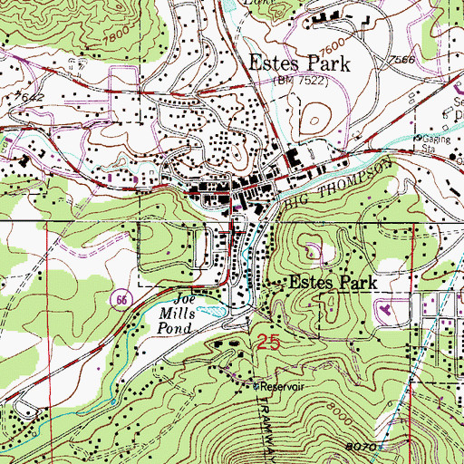 Topographic Map of Estes Park Post Office, CO