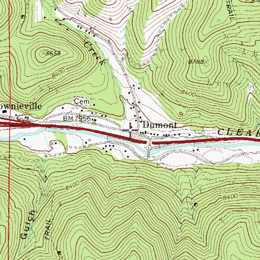 Topographic Map of Dumont Post Office, CO