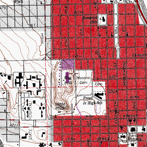 Topographic Map of B'Nai Jacob Cemetery, CO