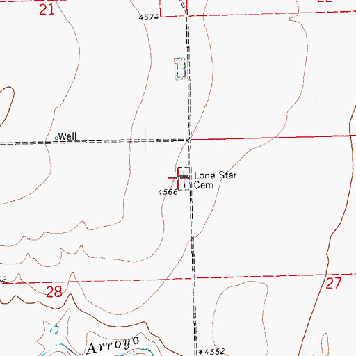 Topographic Map of Lone Star Cemetery, CO