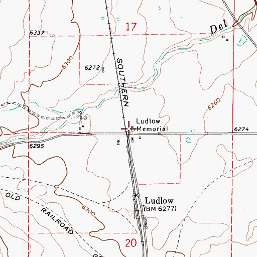 Topographic Map of Ludlow Massacre Memorial Site, CO