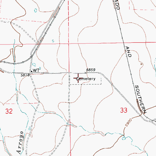 Topographic Map of Trinchera Cemetery, CO