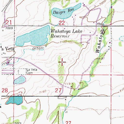 Topographic Map of La Whatoya Cemetery, CO