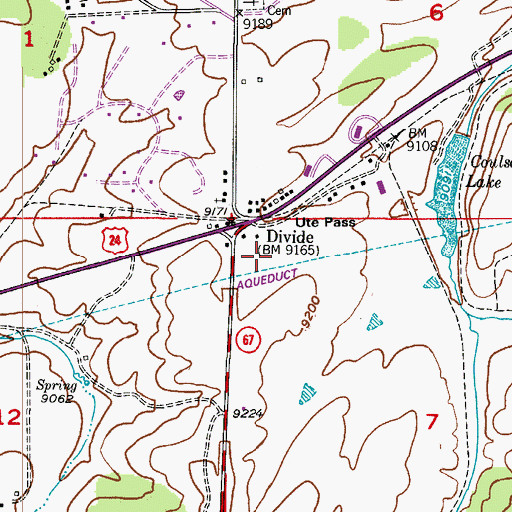 Topographic Map of Divide Post Office, CO