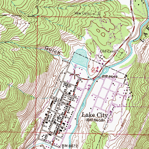 Topographic Map of Lake City Post Office, CO
