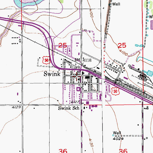Topographic Map of Swink Post Office, CO