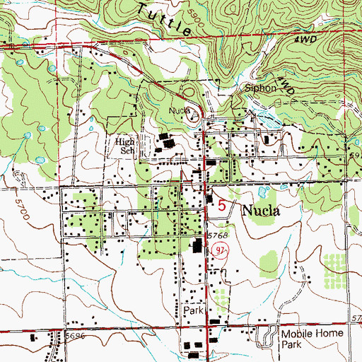 Topographic Map of Nucla Post Office, CO