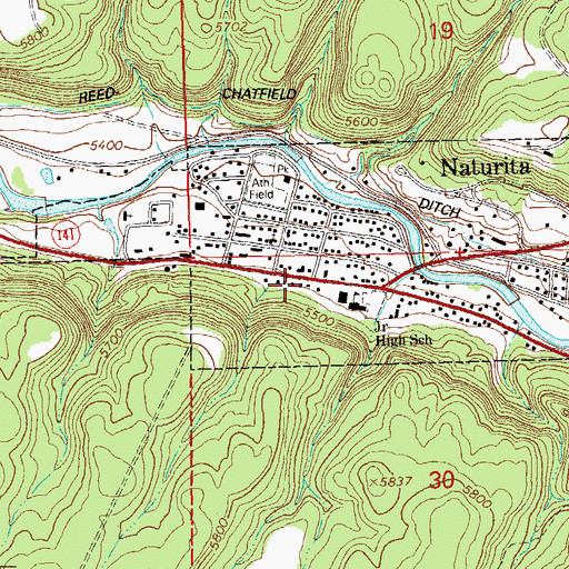 Topographic Map of Naturita Post Office, CO