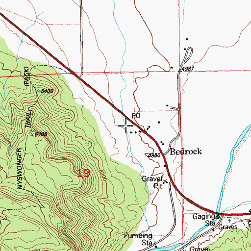 Topographic Map of Bedrock Post Office, CO