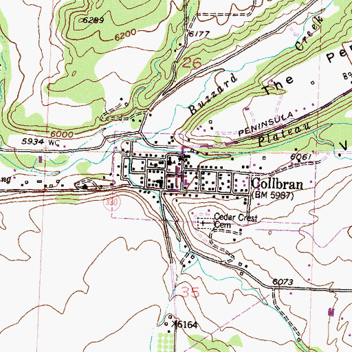 Topographic Map of Collbran Post Office, CO