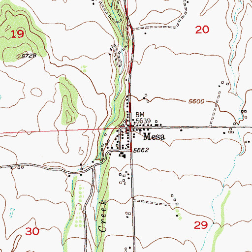 Topographic Map of Mesa Post Office, CO