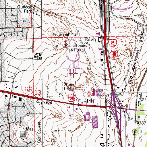 Topographic Map of Pueblo Post Office, CO