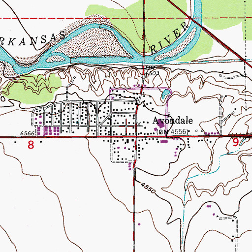 Topographic Map of Avondale Post Office, CO