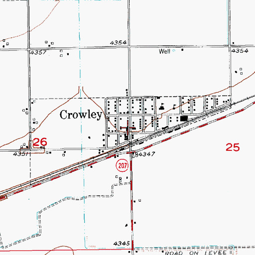 Topographic Map of Crowley Post Office, CO