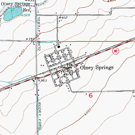 Topographic Map of Olney Springs Post Office, CO
