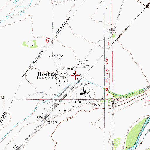 Topographic Map of Hoehne Post Office, CO