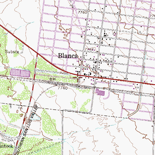 Topographic Map of Blanca Post Office, CO