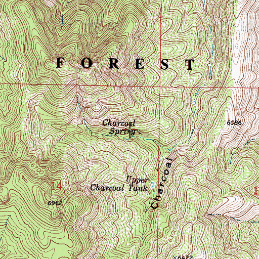 Topographic Map of Charcoal Spring, AZ