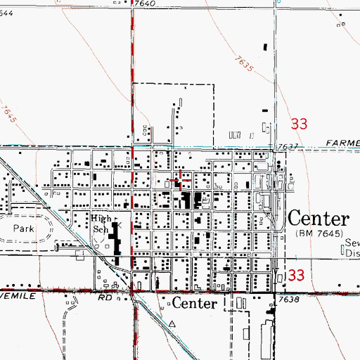 Topographic Map of Center Post Office, CO