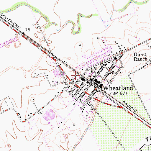 Topographic Map of Wheatland Police Department, CA