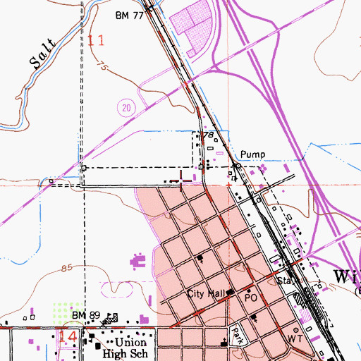 Topographic Map of Williams Police Department, CA