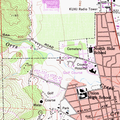 Topographic Map of Mendocino County Sheriff's Office Ukiah, CA