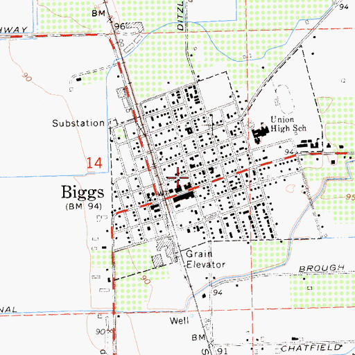 Topographic Map of Biggs Police Department, CA