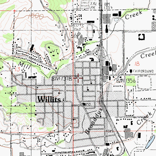 Topographic Map of Willits Police Department, CA