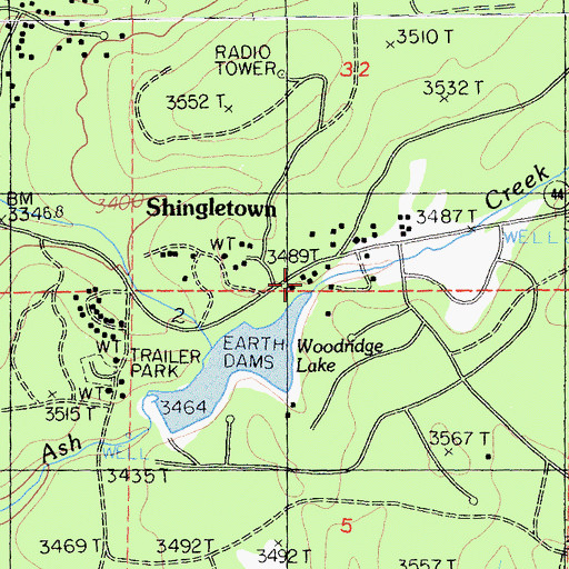 Topographic Map of Shingletown Sheriff's Office, CA