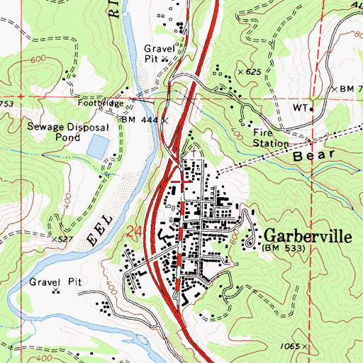 Topographic Map of Humboldt County Sheriff's Office Garberville Station, CA