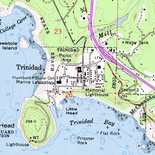 Topographic Map of Trinidad Police Department, CA