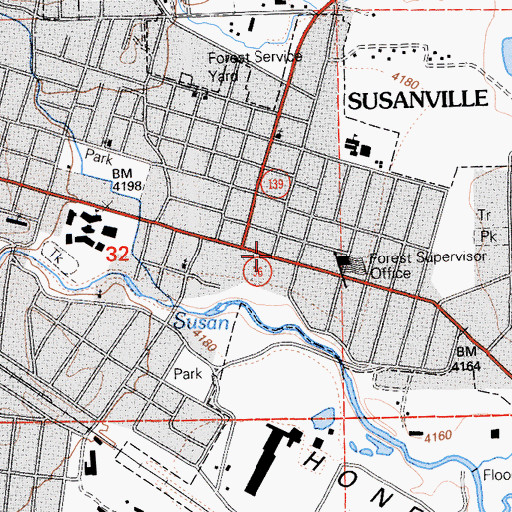 Topographic Map of Susanville Police Department, CA