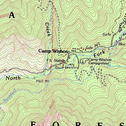 Topographic Map of Wishon Statoin, CA