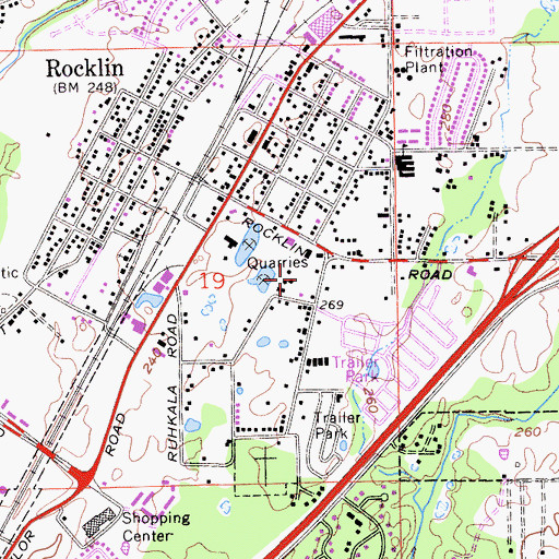 Topographic Map of Rocklin Police Department, CA