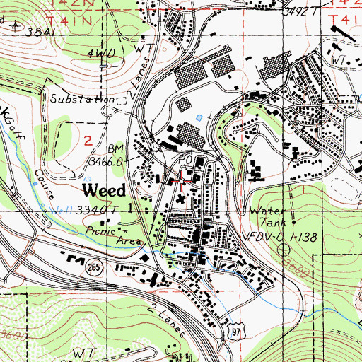 Topographic Map of Weed City Police Department, CA