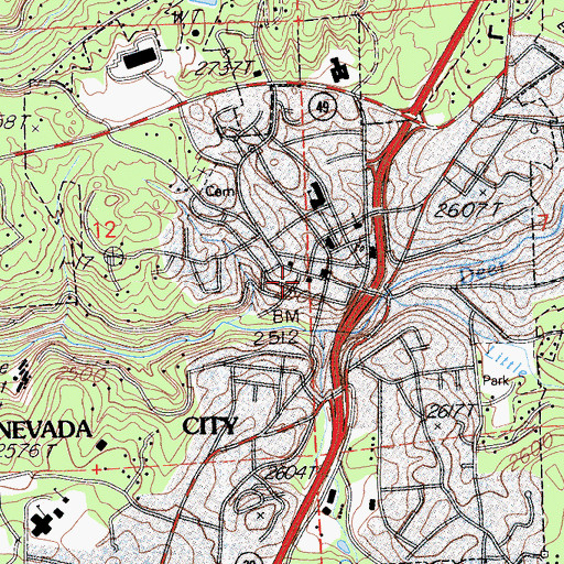 Topographic Map of Nevada City Police Department, CA